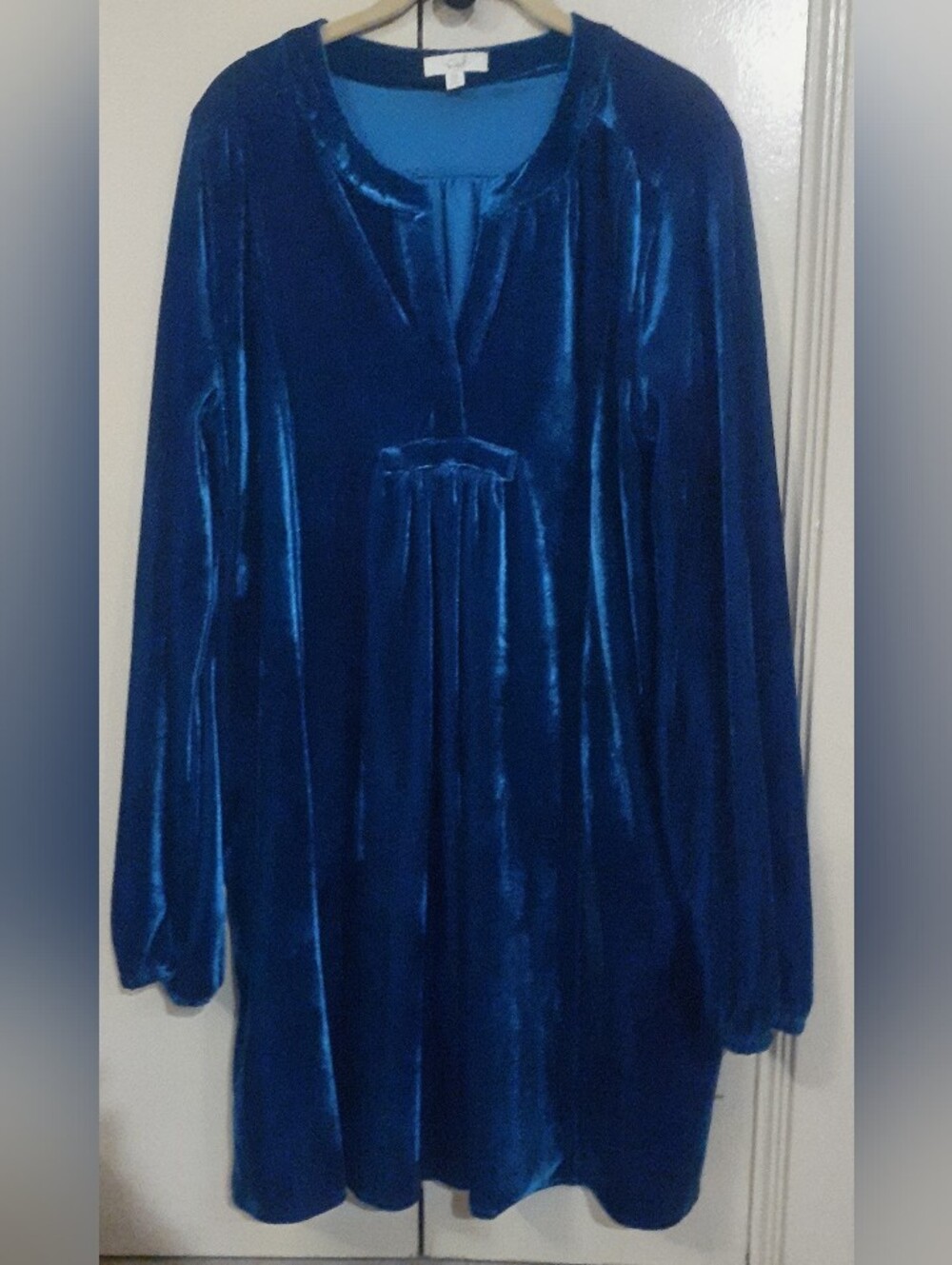easel Royal Blue Velvet Long Sleeve Women’s Dress